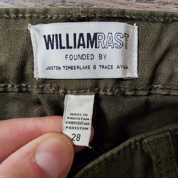 William Rast Chino Olive Green Pants w/ zipper Pockets Size 28 - Picture 2 of 3